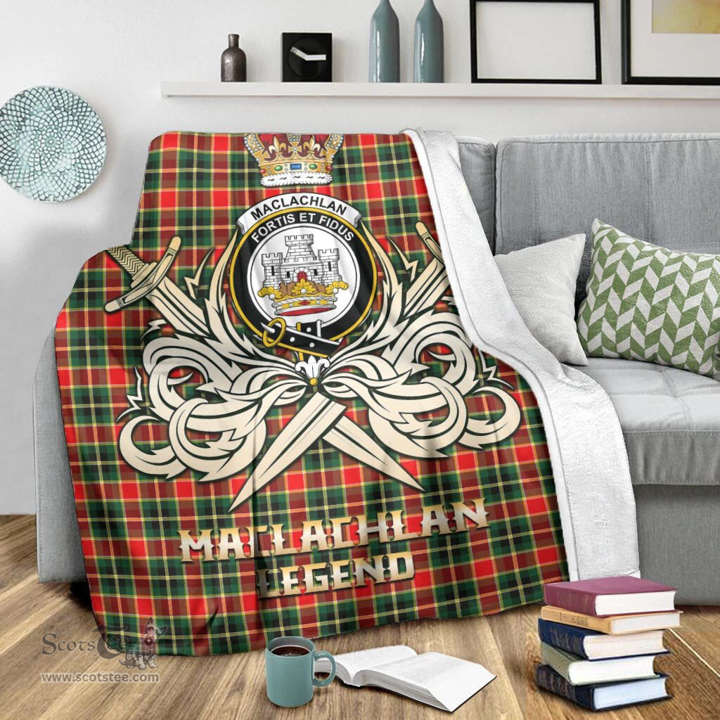 ScotsTee Shop Scottish MacLachlan Hunting Modern Clan Crest Tartan Blanket The Golden Sword of Courageous Legacy Blanket