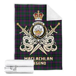 ScotsTee Shop Scottish MacLachlan Hunting Clan Crest Tartan Blanket The Golden Sword of Courageous Legacy Blanket