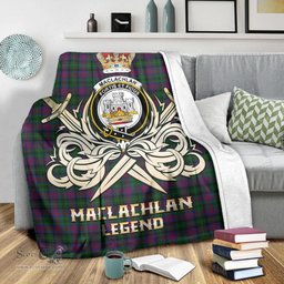 ScotsTee Shop Scottish MacLachlan Hunting Clan Crest Tartan Blanket The Golden Sword of Courageous Legacy Blanket