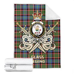 ScotsTee Shop Scottish Glass Clan Crest Tartan Blanket The Golden Sword of Courageous Legacy Blanket
