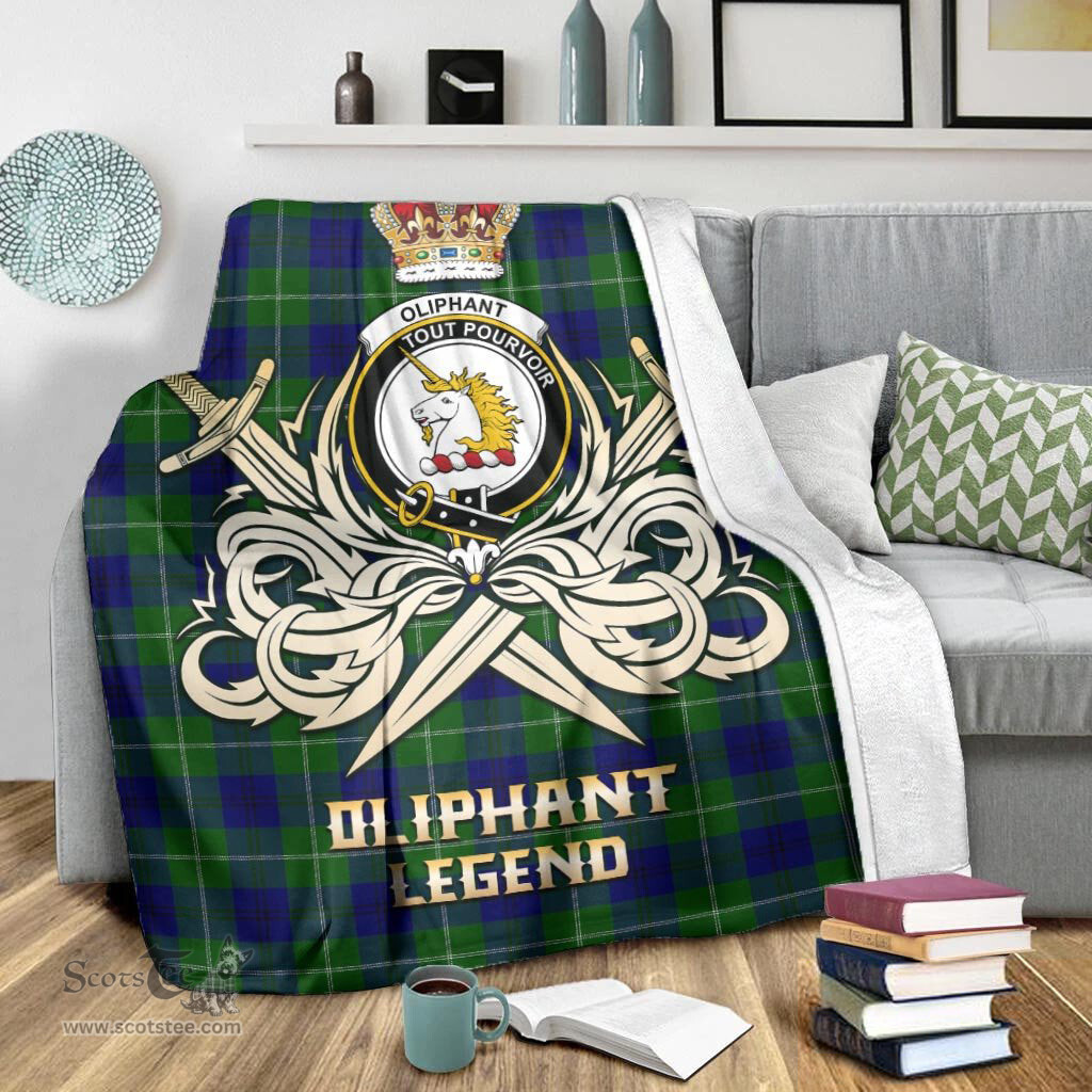ScotsTee Shop Scottish Oliphant Modern Clan Crest Tartan Blanket The Golden Sword of Courageous Legacy Blanket