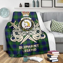 ScotsTee Shop Scottish Oliphant Modern Clan Crest Tartan Blanket The Golden Sword of Courageous Legacy Blanket