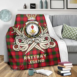 ScotsTee Shop Scottish Rattray Modern Clan Crest Tartan Blanket The Golden Sword of Courageous Legacy Blanket