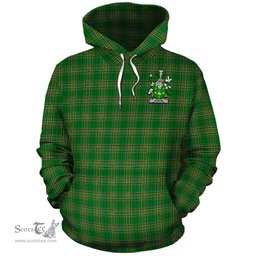 ScotsTee Shop Irish Curtin Coat of Arms Crest Ireland Hoodie Irish National Tartan Irish Hoodie