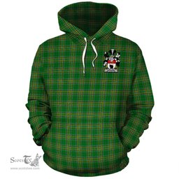 ScotsTee Shop Irish Dickson Coat of Arms Crest Ireland Hoodie Irish National Tartan Irish Hoodie