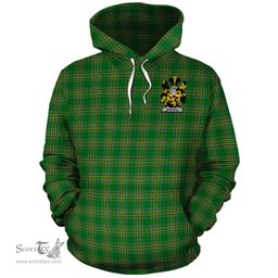 ScotsTee Shop Irish Barker Coat of Arms Crest Ireland Hoodie Irish National Tartan Irish Hoodie