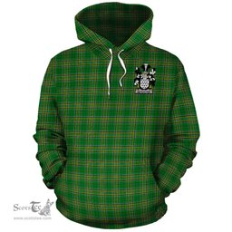 ScotsTee Shop Irish Beresford Coat of Arms Crest Ireland Hoodie Irish National Tartan Irish Hoodie