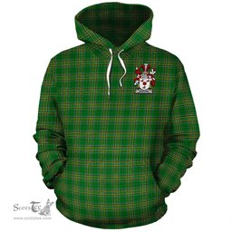 ScotsTee Shop Irish Barton Coat of Arms Crest Ireland Hoodie Irish National Tartan Irish Hoodie
