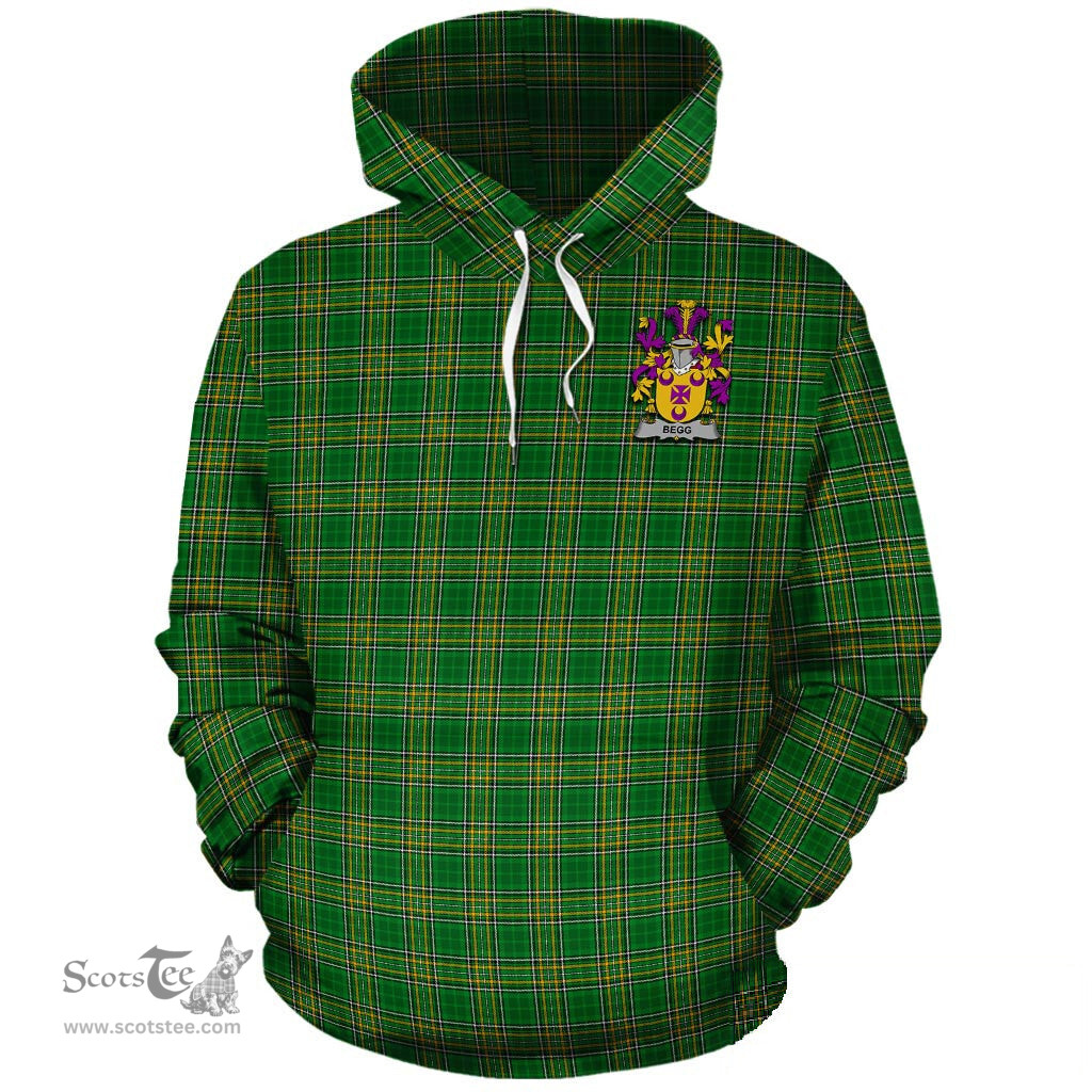ScotsTee Shop Irish Begg Coat of Arms Crest Ireland Hoodie Irish National Tartan Irish Hoodie