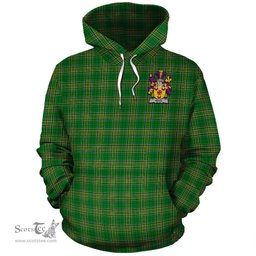 ScotsTee Shop Irish Begg Coat of Arms Crest Ireland Hoodie Irish National Tartan Irish Hoodie