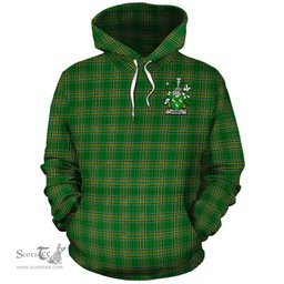ScotsTee Shop Irish Aherne Coat of Arms Crest Ireland Hoodie Irish National Tartan Irish Hoodie