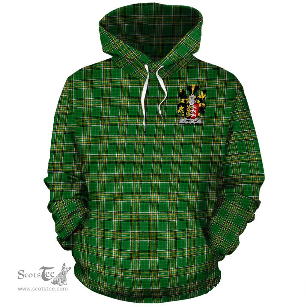 ScotsTee Shop Irish Considine Coat of Arms Crest Ireland Hoodie Irish National Tartan Irish Hoodie