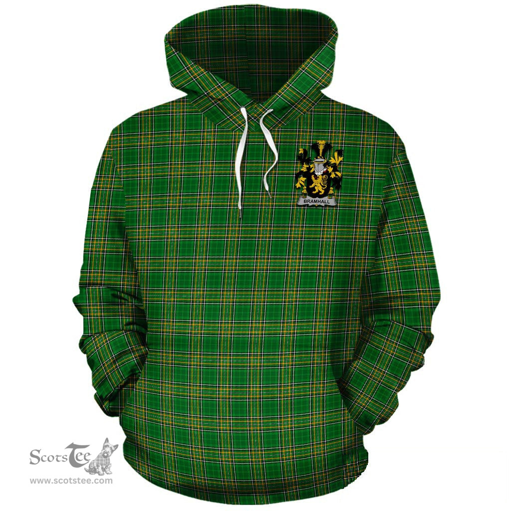 ScotsTee Shop Irish Bramhall Coat of Arms Crest Ireland Hoodie Irish National Tartan Irish Hoodie