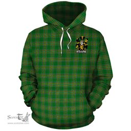 ScotsTee Shop Irish Bramhall Coat of Arms Crest Ireland Hoodie Irish National Tartan Irish Hoodie