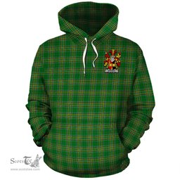ScotsTee Shop Irish Broder Coat of Arms Crest Ireland Hoodie Irish National Tartan Irish Hoodie