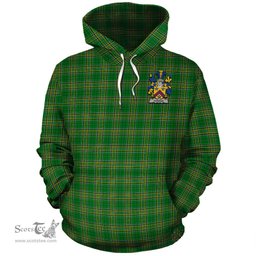 ScotsTee Shop Irish Cosker Coat of Arms Crest Ireland Hoodie Irish National Tartan Irish Hoodie