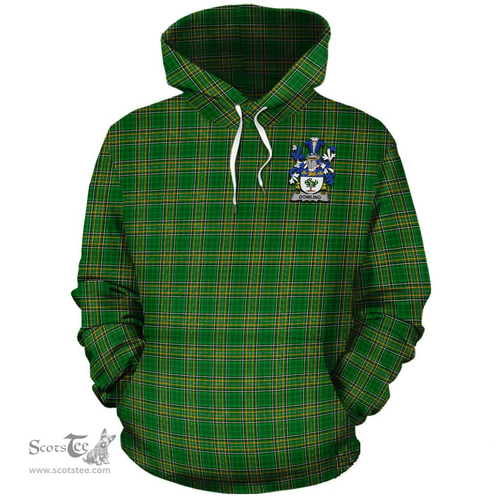 ScotsTee Shop Irish Dowling Coat of Arms Crest Ireland Hoodie Irish National Tartan Irish Hoodie