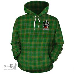ScotsTee Shop Irish Foy Coat of Arms Crest Ireland Hoodie Irish National Tartan Irish Hoodie
