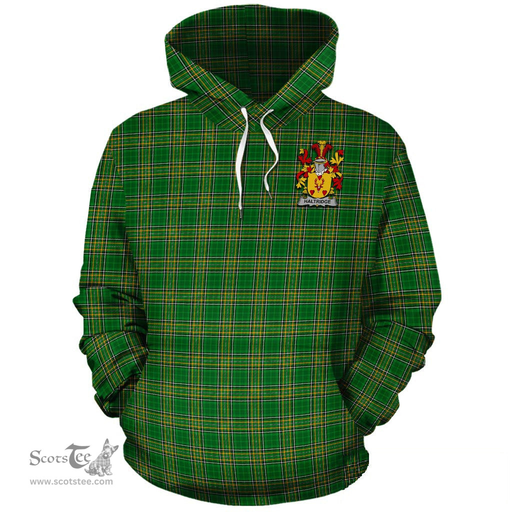 ScotsTee Shop Irish Haltridge Coat of Arms Crest Ireland Hoodie Irish National Tartan Irish Hoodie