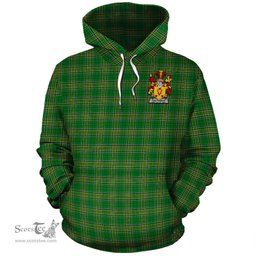 ScotsTee Shop Irish Haltridge Coat of Arms Crest Ireland Hoodie Irish National Tartan Irish Hoodie