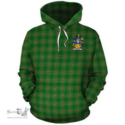 ScotsTee Shop Irish Fisher Coat of Arms Crest Ireland Hoodie Irish National Tartan Irish Hoodie