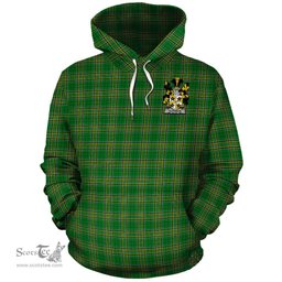 ScotsTee Shop Irish Glennon Coat of Arms Crest Ireland Hoodie Irish National Tartan Irish Hoodie