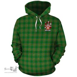 ScotsTee Shop Irish Denny Coat of Arms Crest Ireland Hoodie Irish National Tartan Irish Hoodie