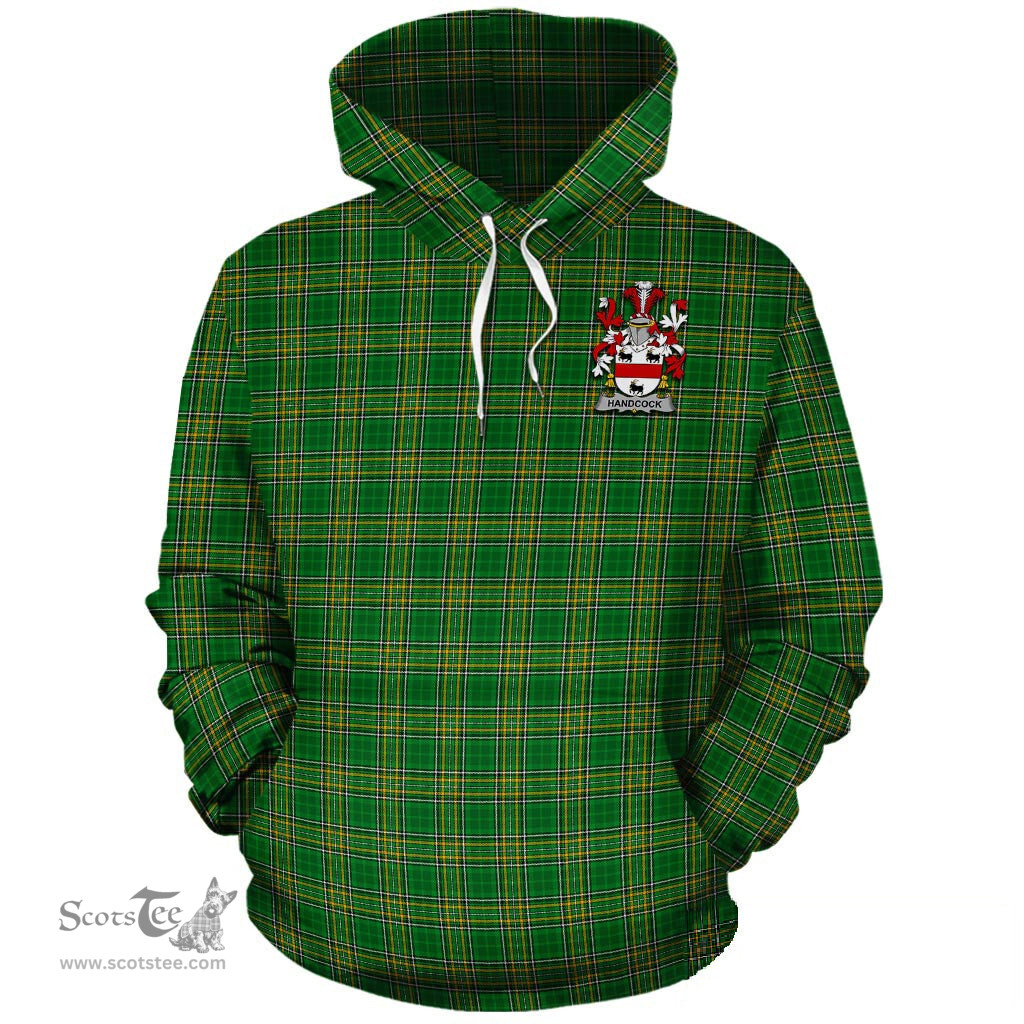 ScotsTee Shop Irish Handcock Coat of Arms Crest Ireland Hoodie Irish National Tartan Irish Hoodie