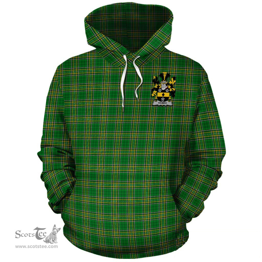 ScotsTee Shop Irish Hames Coat of Arms Crest Ireland Hoodie Irish National Tartan Irish Hoodie