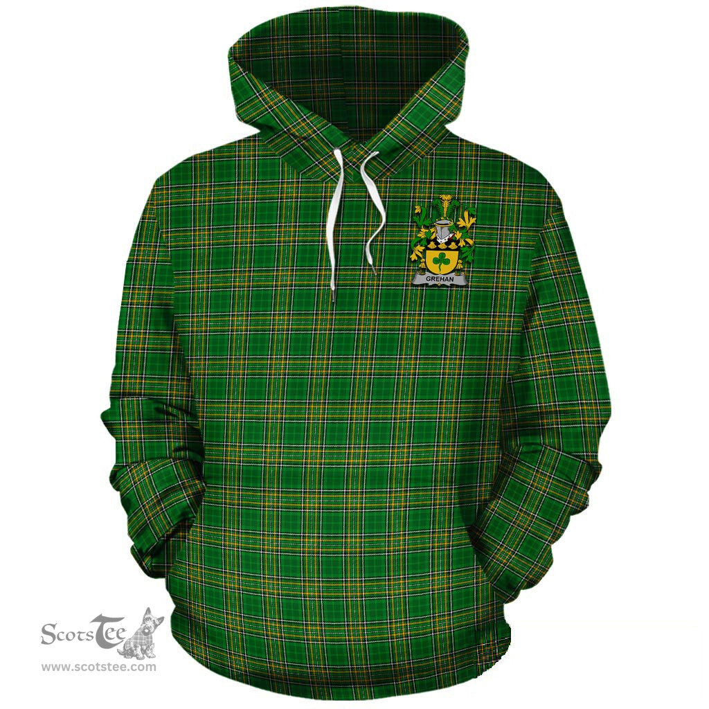 ScotsTee Shop Irish Grehan Coat of Arms Crest Ireland Hoodie Irish National Tartan Irish Hoodie