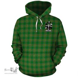ScotsTee Shop Irish Dane Coat of Arms Crest Ireland Hoodie Irish National Tartan Irish Hoodie
