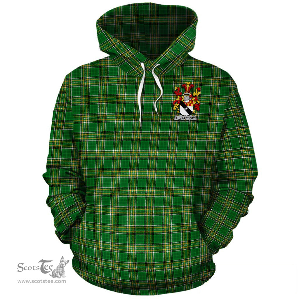 ScotsTee Shop Irish Fitz-Herbert Coat of Arms Crest Ireland Hoodie Irish National Tartan Irish Hoodie