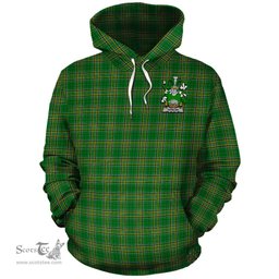ScotsTee Shop Irish Hanlon Coat of Arms Crest Ireland Hoodie Irish National Tartan Irish Hoodie