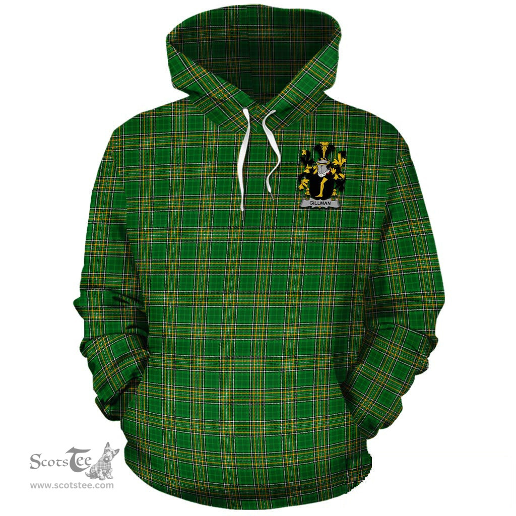 ScotsTee Shop Irish Gillman Coat of Arms Crest Ireland Hoodie Irish National Tartan Irish Hoodie