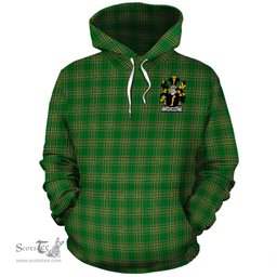 ScotsTee Shop Irish Gillman Coat of Arms Crest Ireland Hoodie Irish National Tartan Irish Hoodie