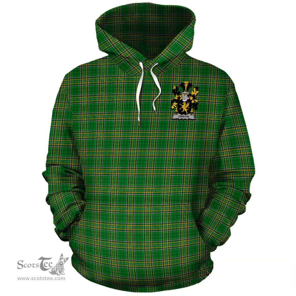 ScotsTee Shop Irish Griffin Coat of Arms Crest Ireland Hoodie Irish National Tartan Irish Hoodie