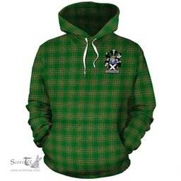 ScotsTee Shop Irish Fitz-Patrick Coat of Arms Crest Ireland Hoodie Irish National Tartan Irish Hoodie