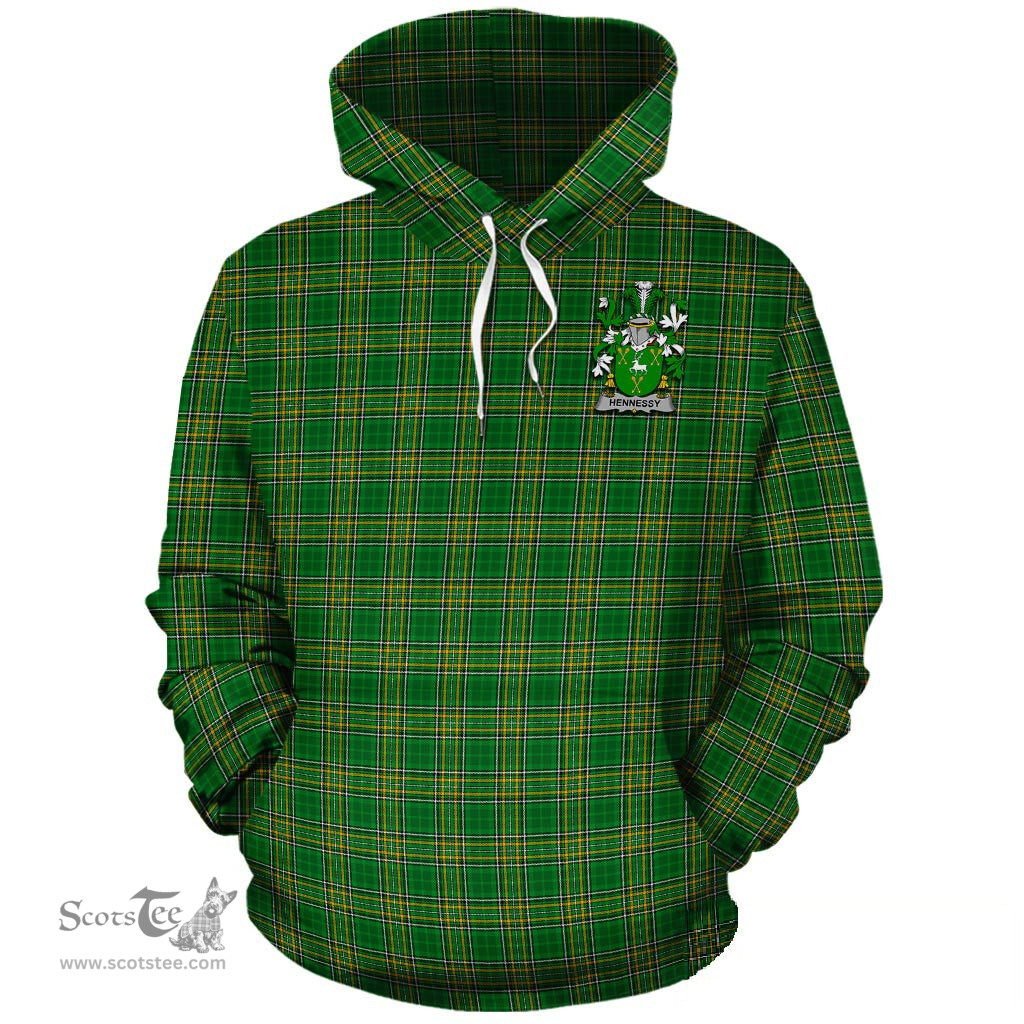ScotsTee Shop Irish Hennessy Coat of Arms Crest Ireland Hoodie Irish National Tartan Irish Hoodie