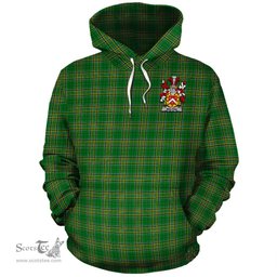 ScotsTee Shop Irish Malpas Coat of Arms Crest Ireland Hoodie Irish National Tartan Irish Hoodie