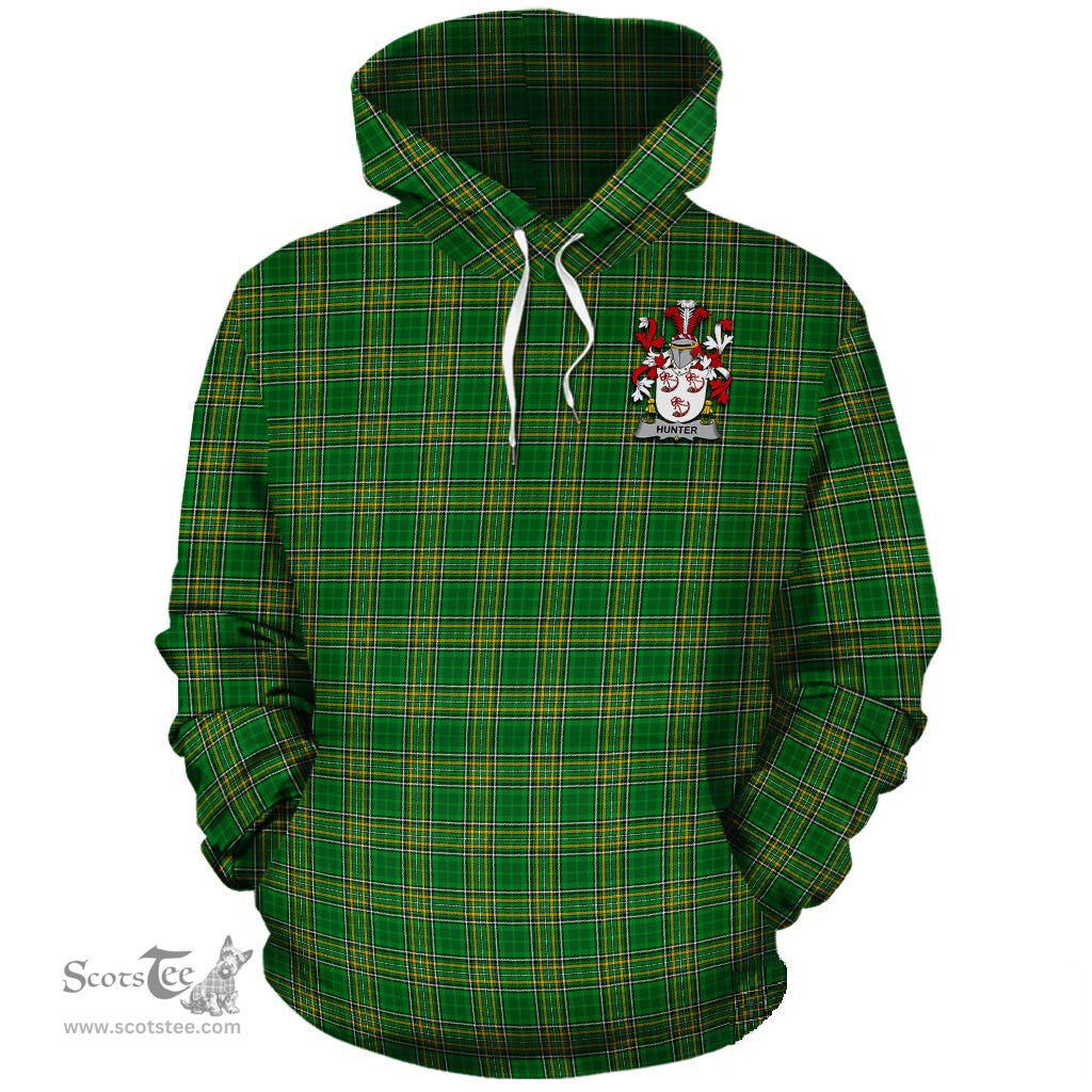 ScotsTee Shop Irish Hunter Coat of Arms Crest Ireland Hoodie Irish National Tartan Irish Hoodie