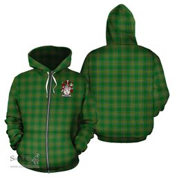 ScotsTee Shop Irish Hunter Coat of Arms Crest Ireland Hoodie Irish National Tartan Irish Hoodie