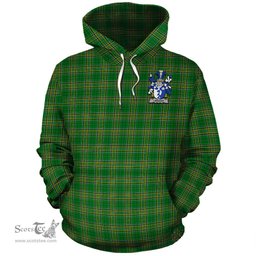 ScotsTee Shop Irish Linaker Coat of Arms Crest Ireland Hoodie Irish National Tartan Irish Hoodie