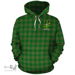 ScotsTee Shop Irish McAdam Coat of Arms Crest Ireland Hoodie Irish National Tartan Irish Hoodie