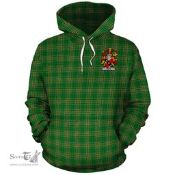 ScotsTee Shop Irish Ivers Coat of Arms Crest Ireland Hoodie Irish National Tartan Irish Hoodie