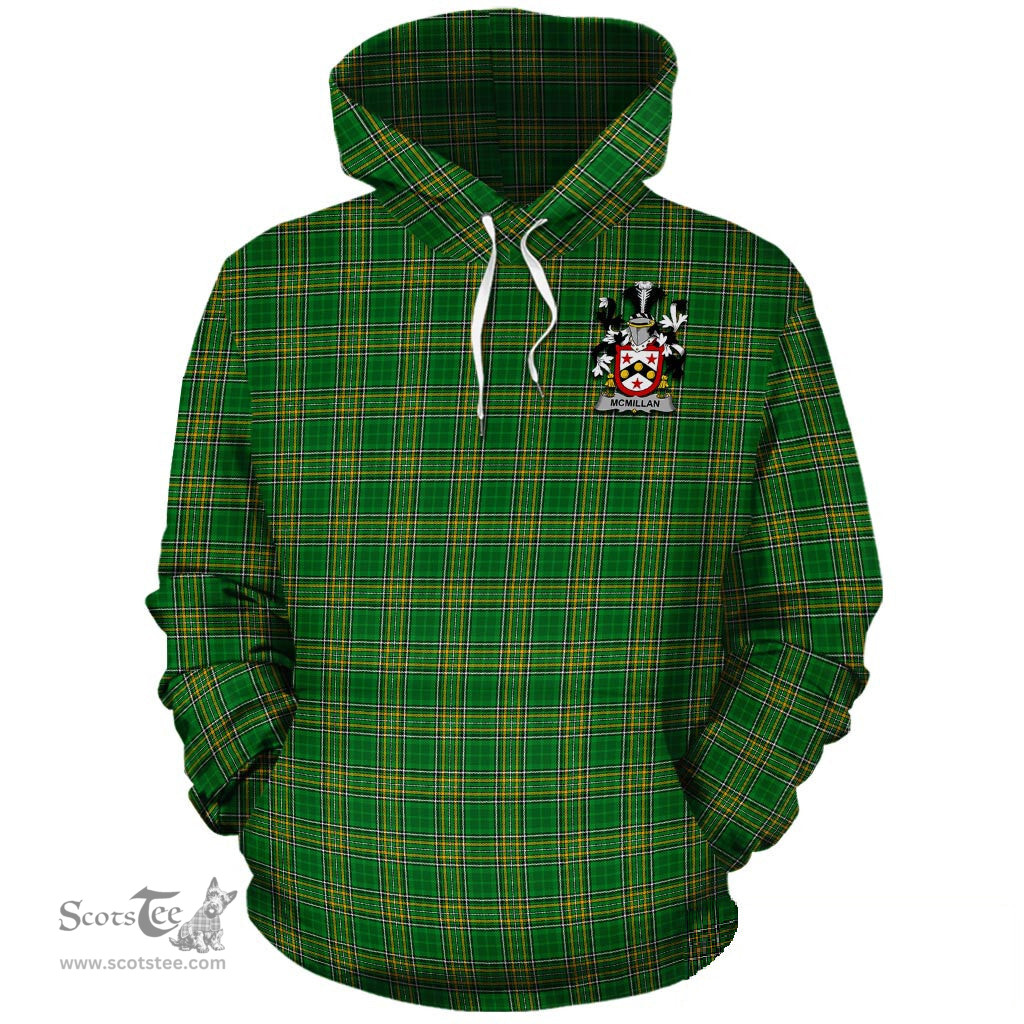 ScotsTee Shop Irish McMillan Coat of Arms Crest Ireland Hoodie Irish National Tartan Irish Hoodie