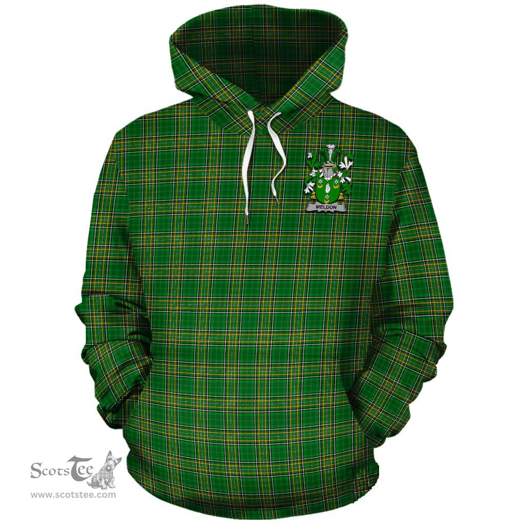 ScotsTee Shop Irish Meldon Coat of Arms Crest Ireland Hoodie Irish National Tartan Irish Hoodie