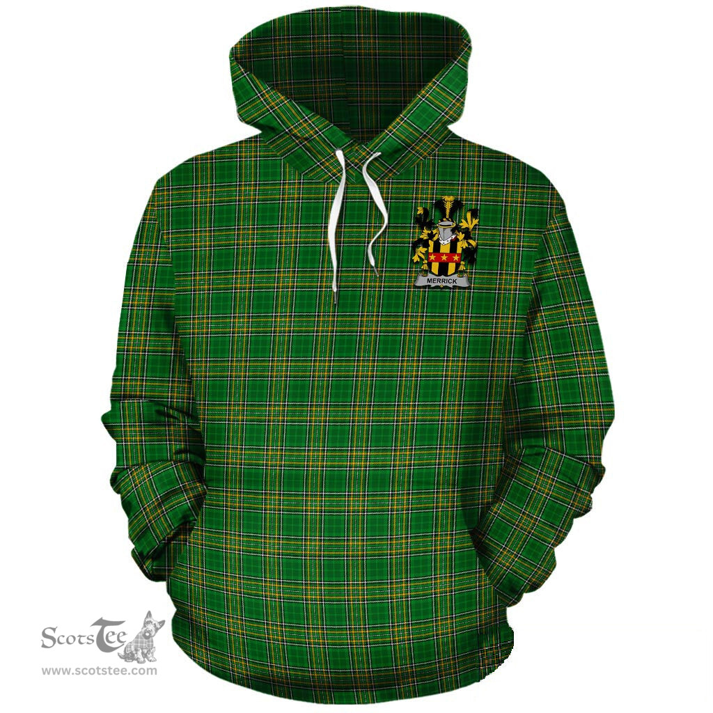 ScotsTee Shop Irish Merrick Coat of Arms Crest Ireland Hoodie Irish National Tartan Irish Hoodie