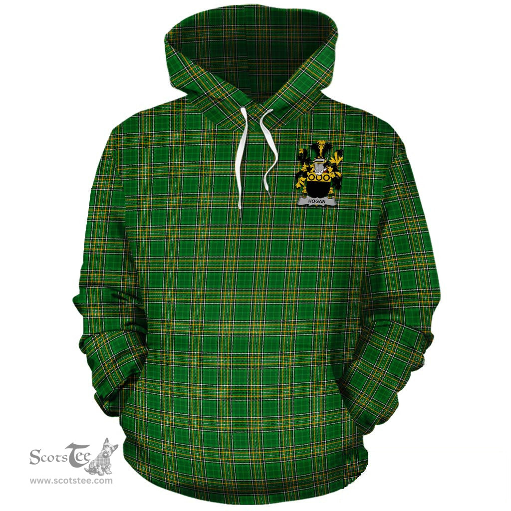 ScotsTee Shop Irish Hogan Coat of Arms Crest Ireland Hoodie Irish National Tartan Irish Hoodie
