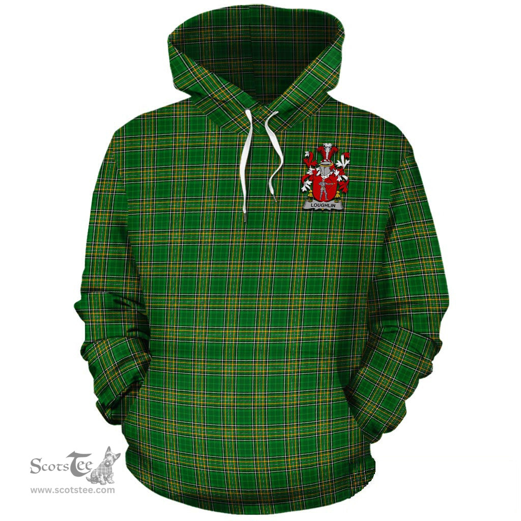 ScotsTee Shop Irish Loughlin Coat of Arms Crest Ireland Hoodie Irish National Tartan Irish Hoodie