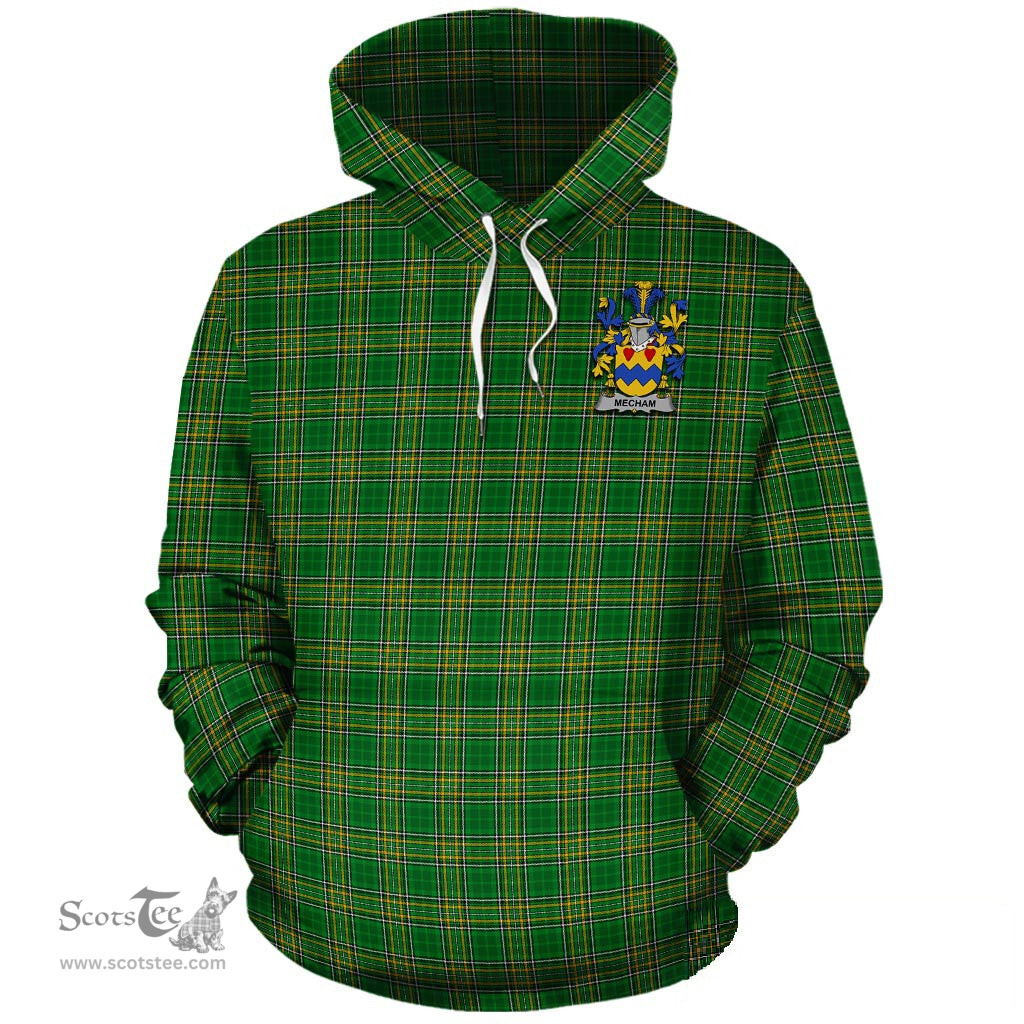 ScotsTee Shop Irish Mecham Coat of Arms Crest Ireland Hoodie Irish National Tartan Irish Hoodie